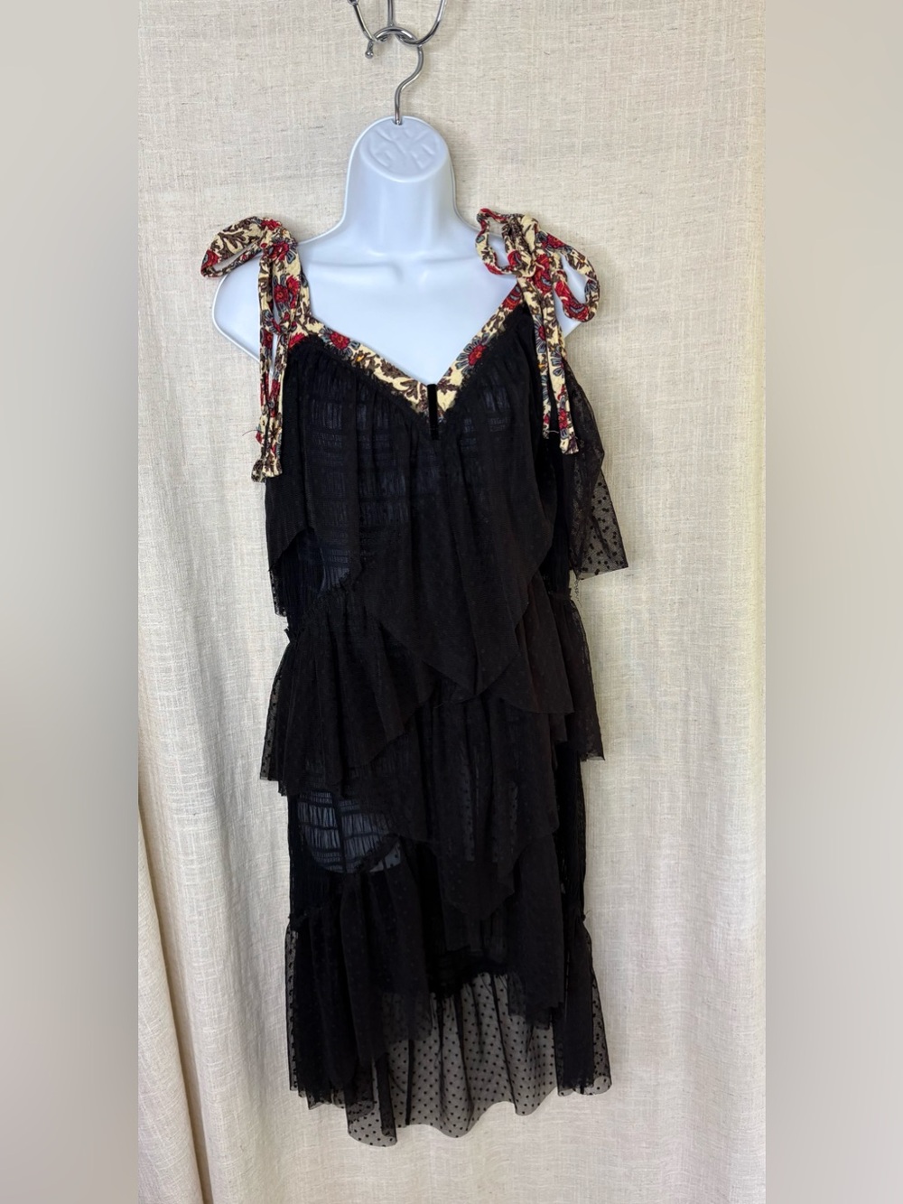 Free People Midnights Mesh Maxi Dress - Black Floral Combo - Women's Size M